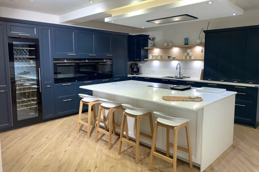 Blue and White Kitchen (with Navy Blue Kitchen Island) - On Sutton Place